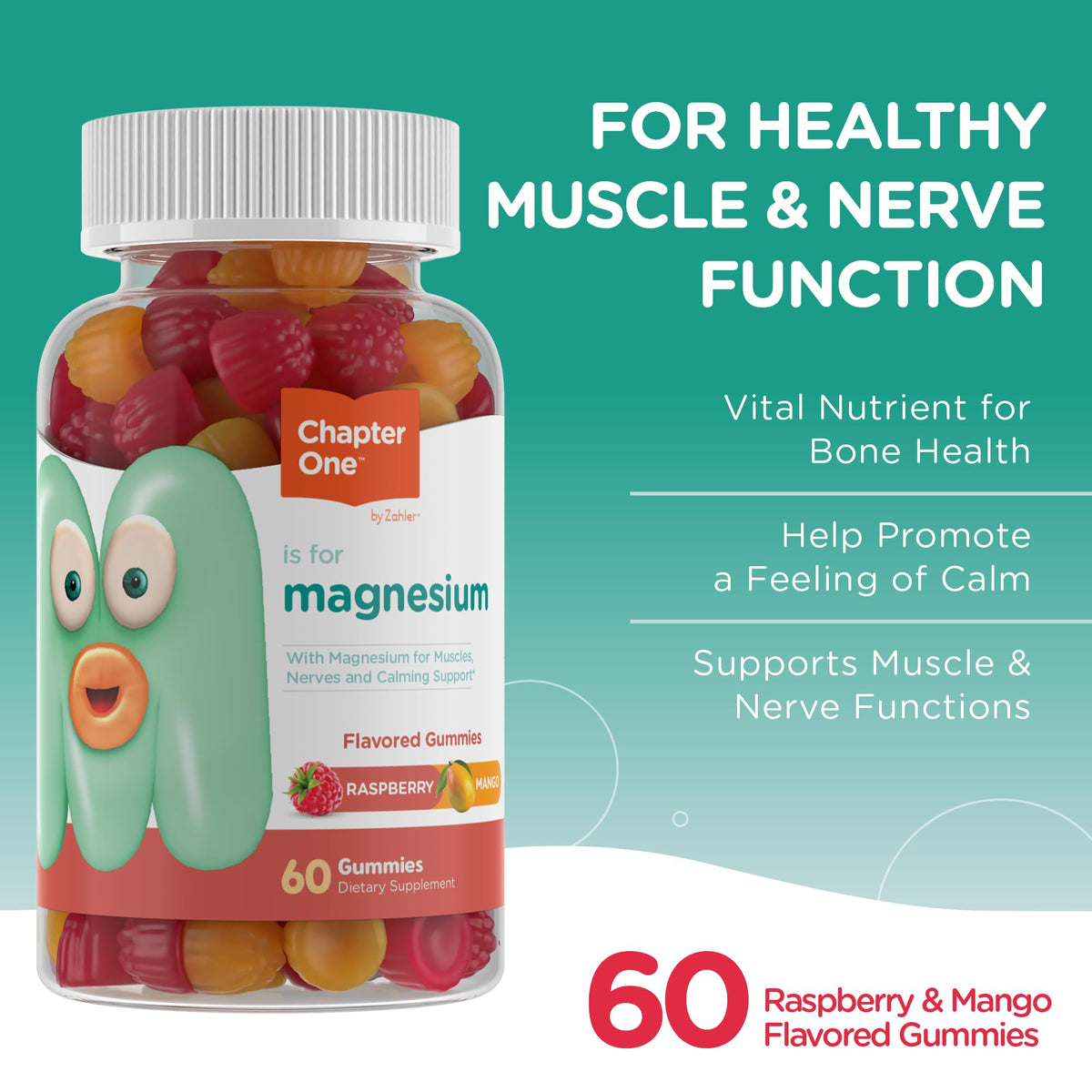 Chapter One Magnesium Gummies β Raspberry & Mango, 60 Gummies, Kosher