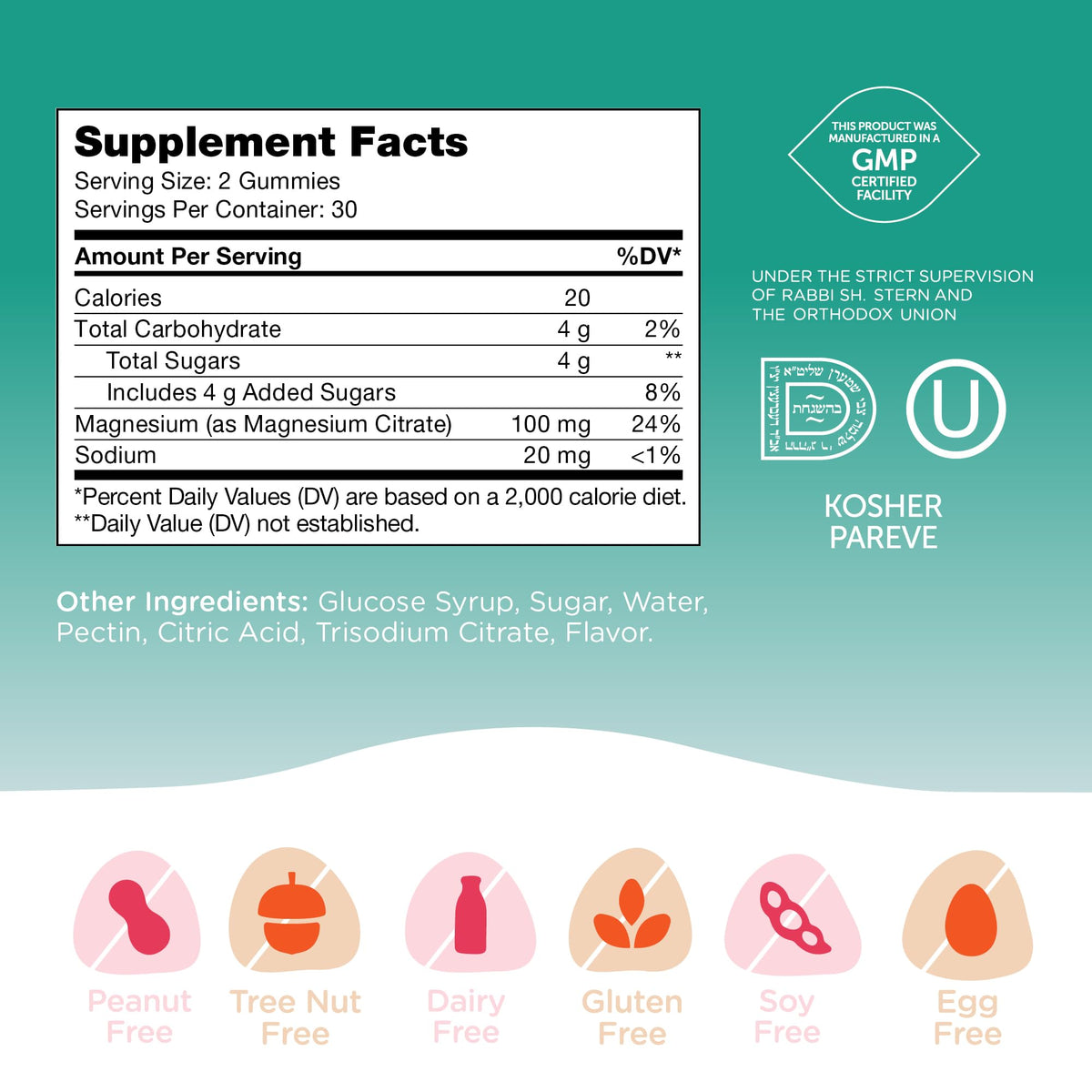 Chapter One Magnesium Gummies β Raspberry & Mango, 60 Gummies, Kosher