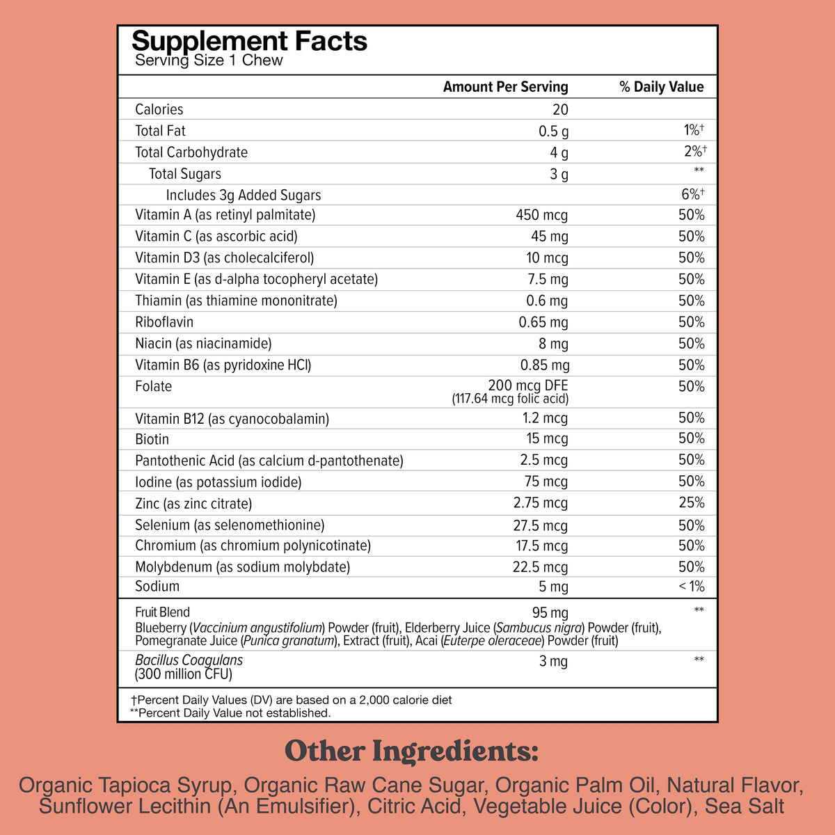 Chewsy Kids’ Multivitamin: Wild Berry Candy-Style Daily Vitamin Chews + Probiotics & Superfoods | 30-Day Supply