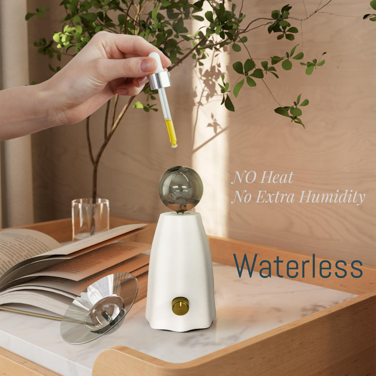 CHEZARTEMIS Scarecrow Glass Essential Oil Diffuser β Waterless, Rechargeable & Quiet