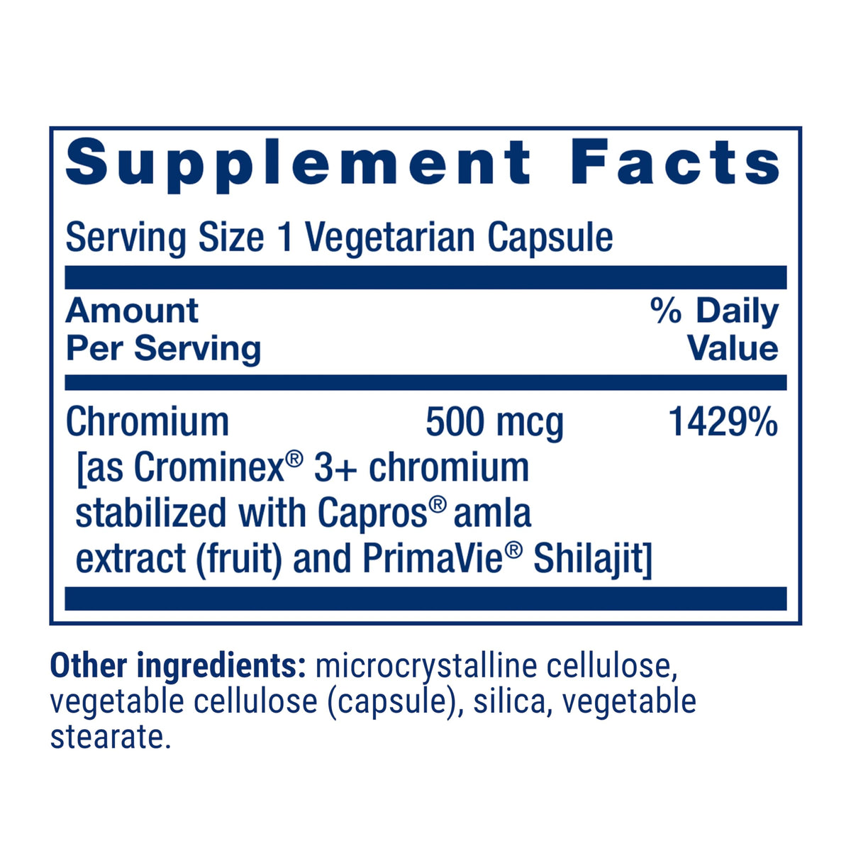 Life Extension Optimized Chromium Crominex3+ 500 mcg | دعم الأيض | نباتي، خالٍ من الجلوتين، غير معدل وراثيًا