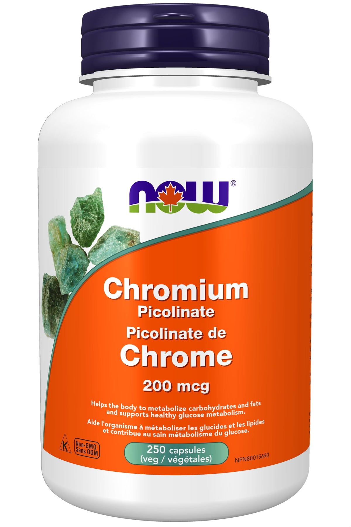 NOW Foods Chromium Picolinate 200 mcg – عامل مساعد للأنسولين، 250 كبسولة نباتية