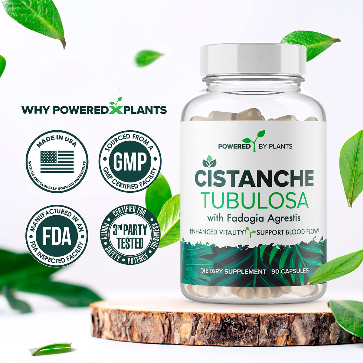 Cistanche Tubulosa with Fadogia Agrestis β Powered X Plants, 90 Servings