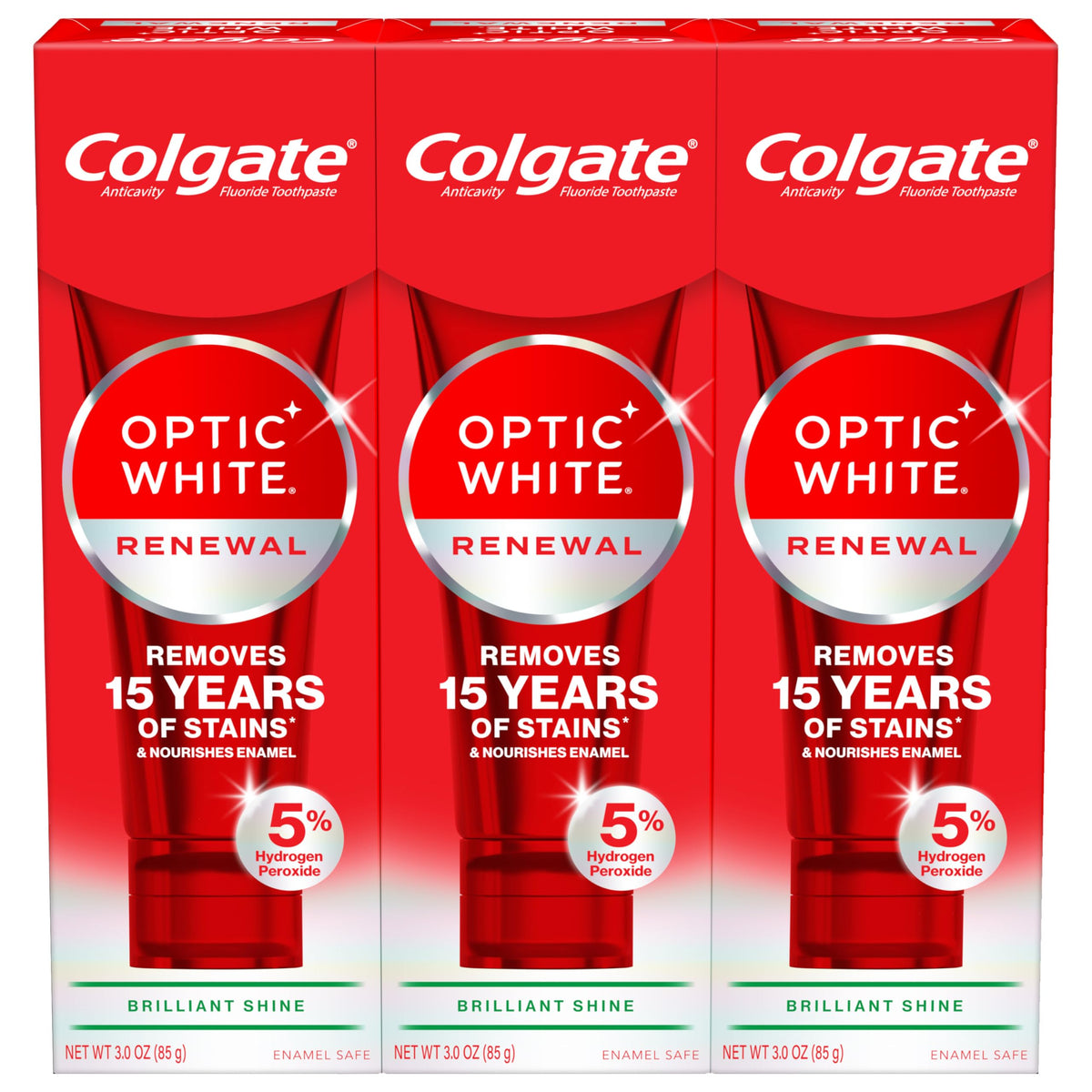 Colgate Optic White Renewal 3-Pack Toothpaste β Whitening, 3.0 oz