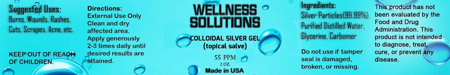 Colloidal Silver Gel 2 oz – Vegan & Gluten Free | Wellness Solutions Topical Gel