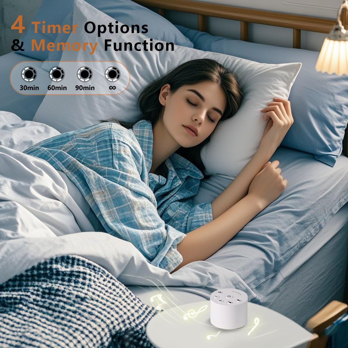 Apparecchio per rumore bianco Color Noise Sleep Sound – Rumore bianco portatile con 30 suoni, 32 livelli di volume, 4 timer