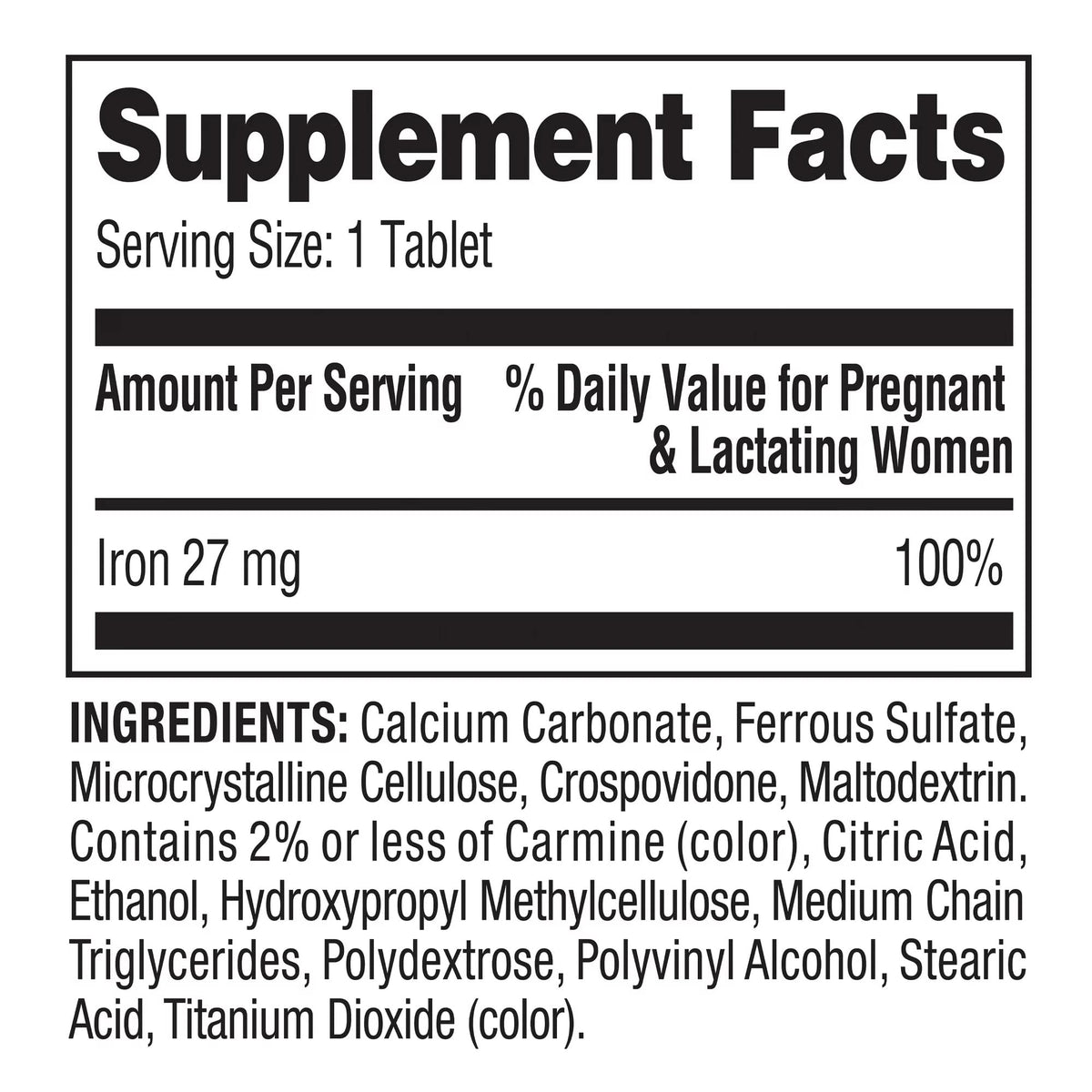 Convergence Spring Valley Iron as Ferrous Sulfate Tablets β 27 mg Iron, 250 Count | Prenatal Health Support, Gluten-Free