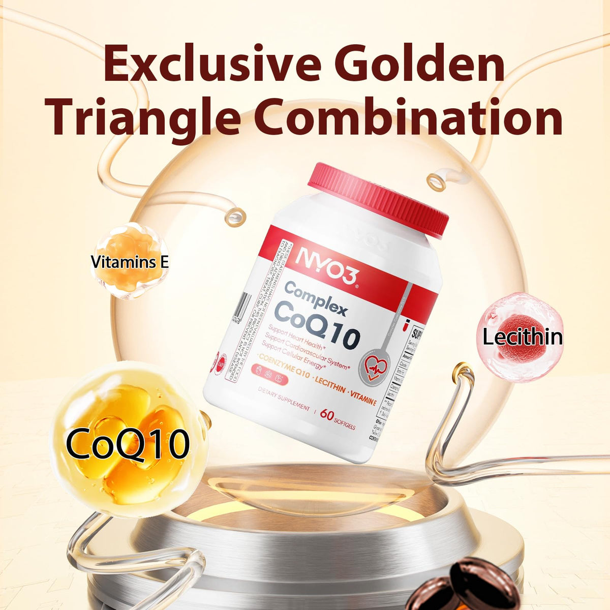 CoQ10 200mg with Lecithin and Vitamins E, Ultra High Absorption, Antioxidant for Heart Health & Energy Production, High Coenzyme Q10 Content, Gluten Free, Non-GMO, 60 Days Supply