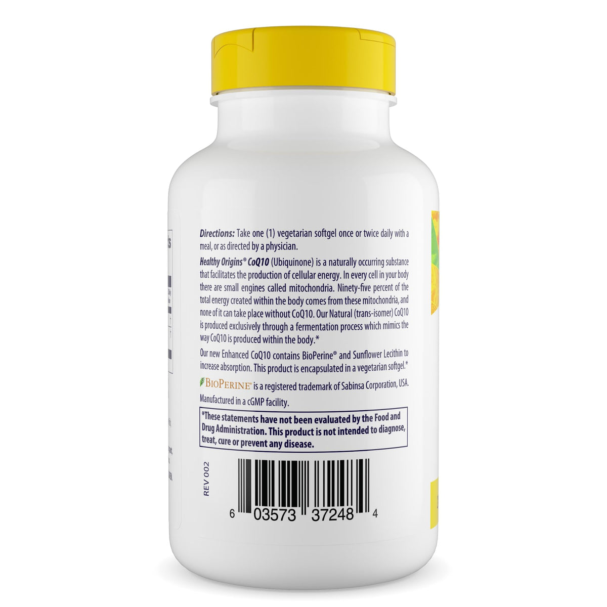 Healthy Origins CoQ10 200 ملجم مع BioPerine® – لصحة القلب والطاقة (60 كبسولة نباتية، خالٍ من الغلوتين، غير معدل وراثيًا)
