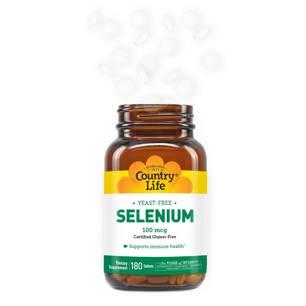 Country Life Selenium β Yeast Free, 100 mcg, 180 Tablets | Immune Support