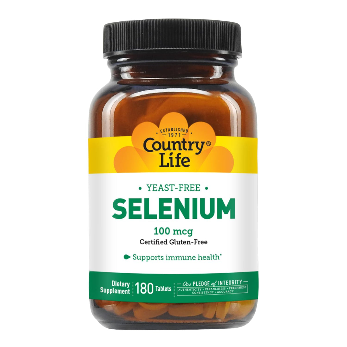 Country Life Selenium β Yeast Free, 100 mcg, 180 Tablets | Immune Support