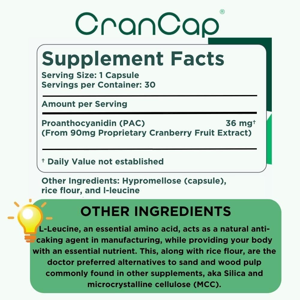 كبسولات CranCap Cranberry - دعم المسالك البولية، 36 ملجم PACs، 180 كبسولة | هيل
