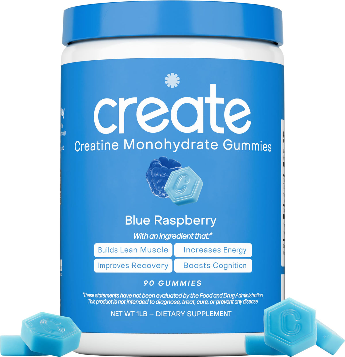 Create Creatine Monohydrate Gummies β 1.5g per Gummy, Vegan, Anti-Melting