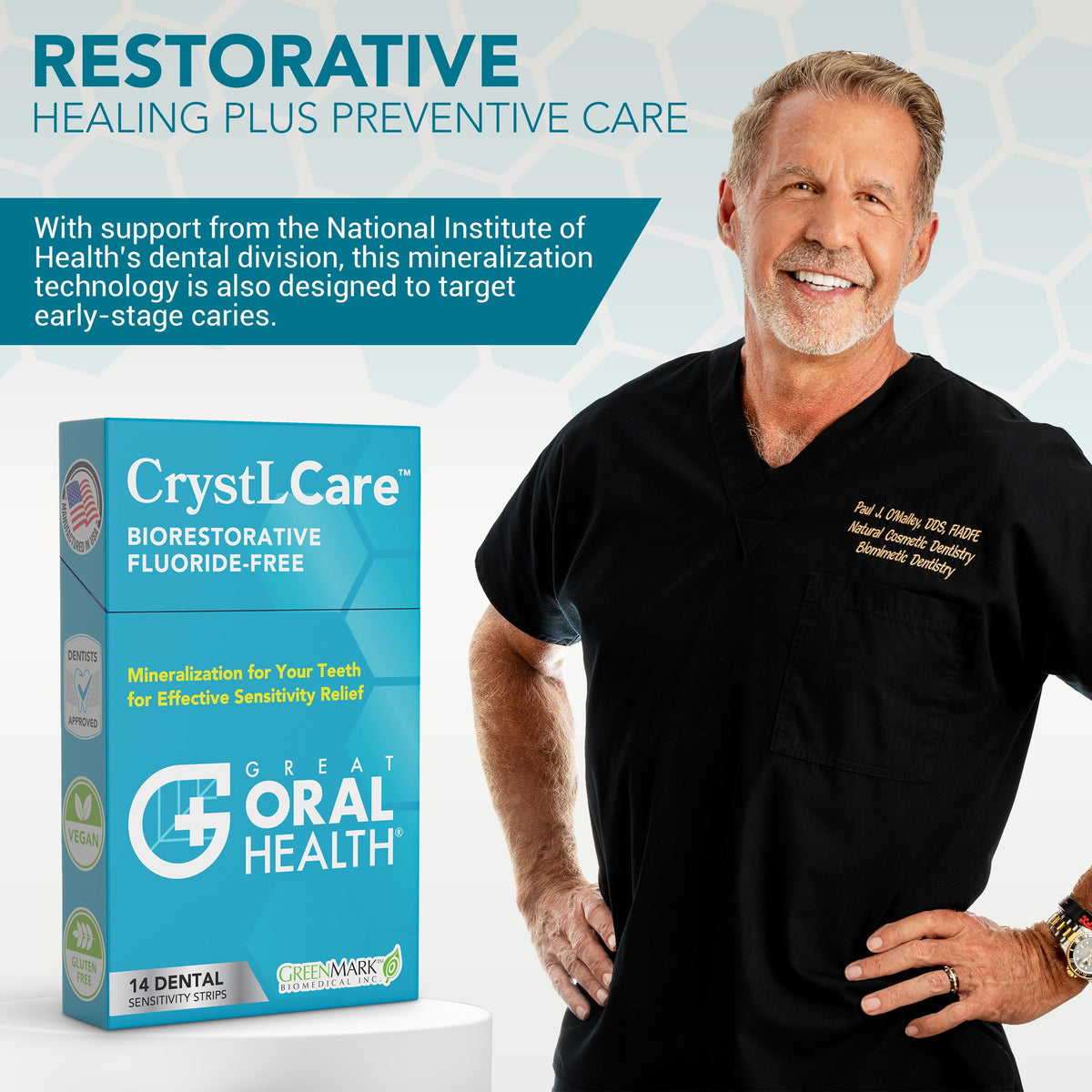 CrystLCare Tooth Sensitivity Strips β Lasting Relief for Adults & Kids | Enamel Remineralization (14 Count)