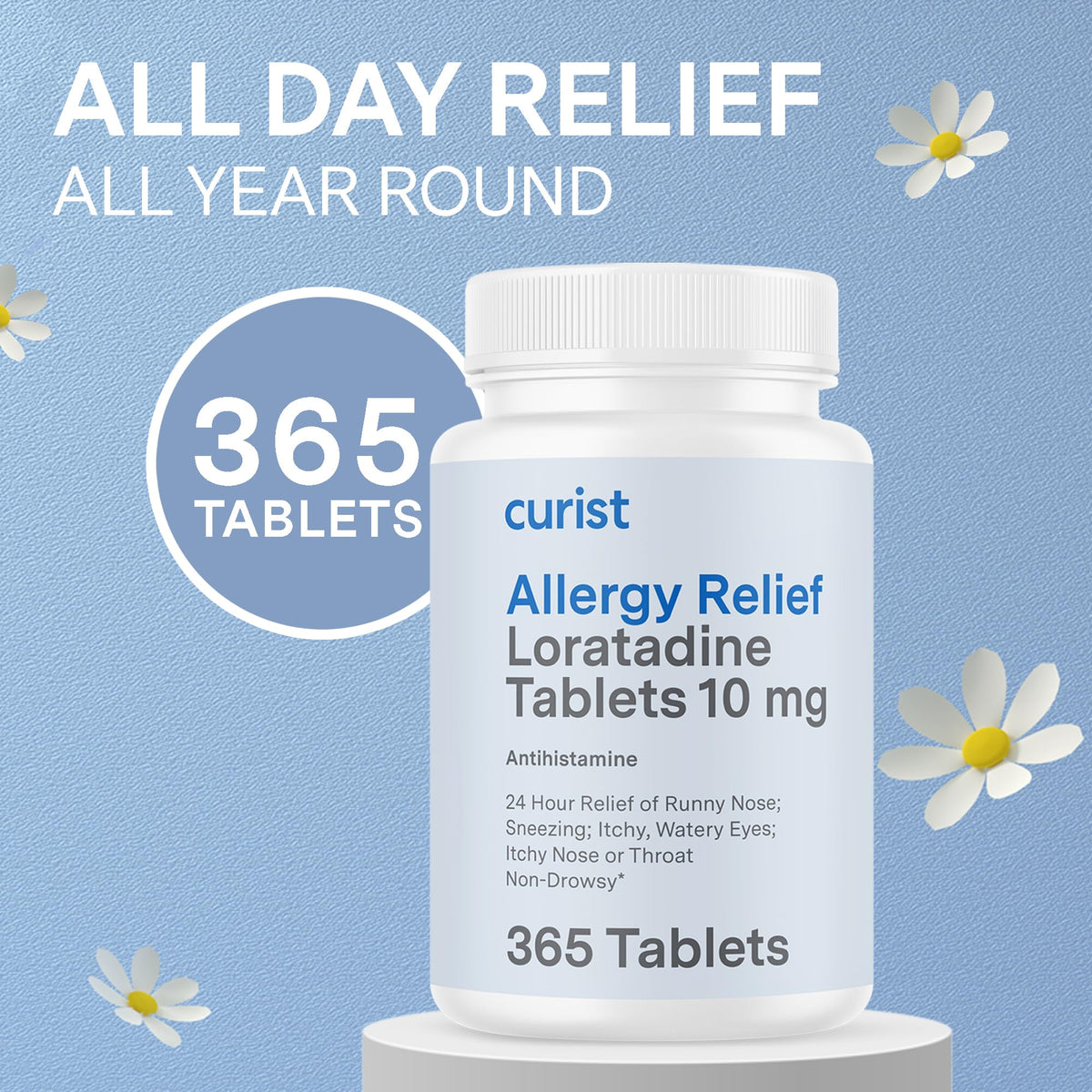 Curist Loratadine 10mg 365 Count | 24-Hour Non-Drowsy Allergy Medicine