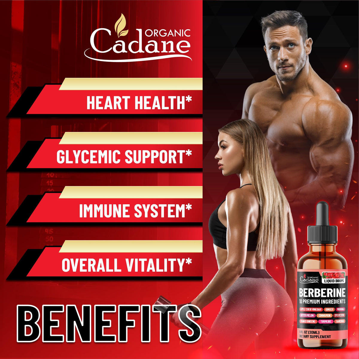 10in1 Berberine Liquid Drops β Heart Health Support | 1 oz, 1 Month