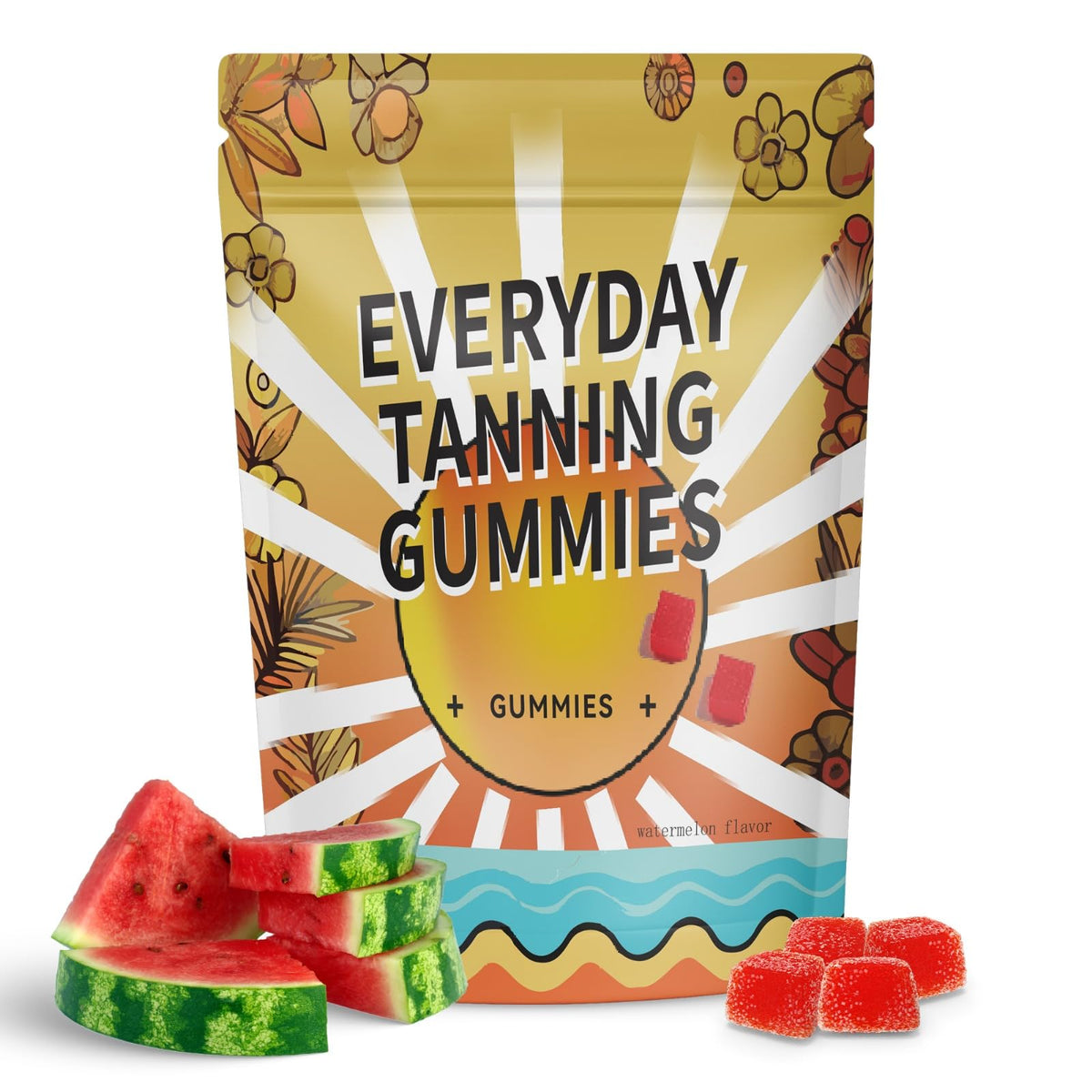 Daily Tanning Gummies β Natural Sunless Tan with Astaxanthin, Lycopene & Beta Carotene β Watermelon