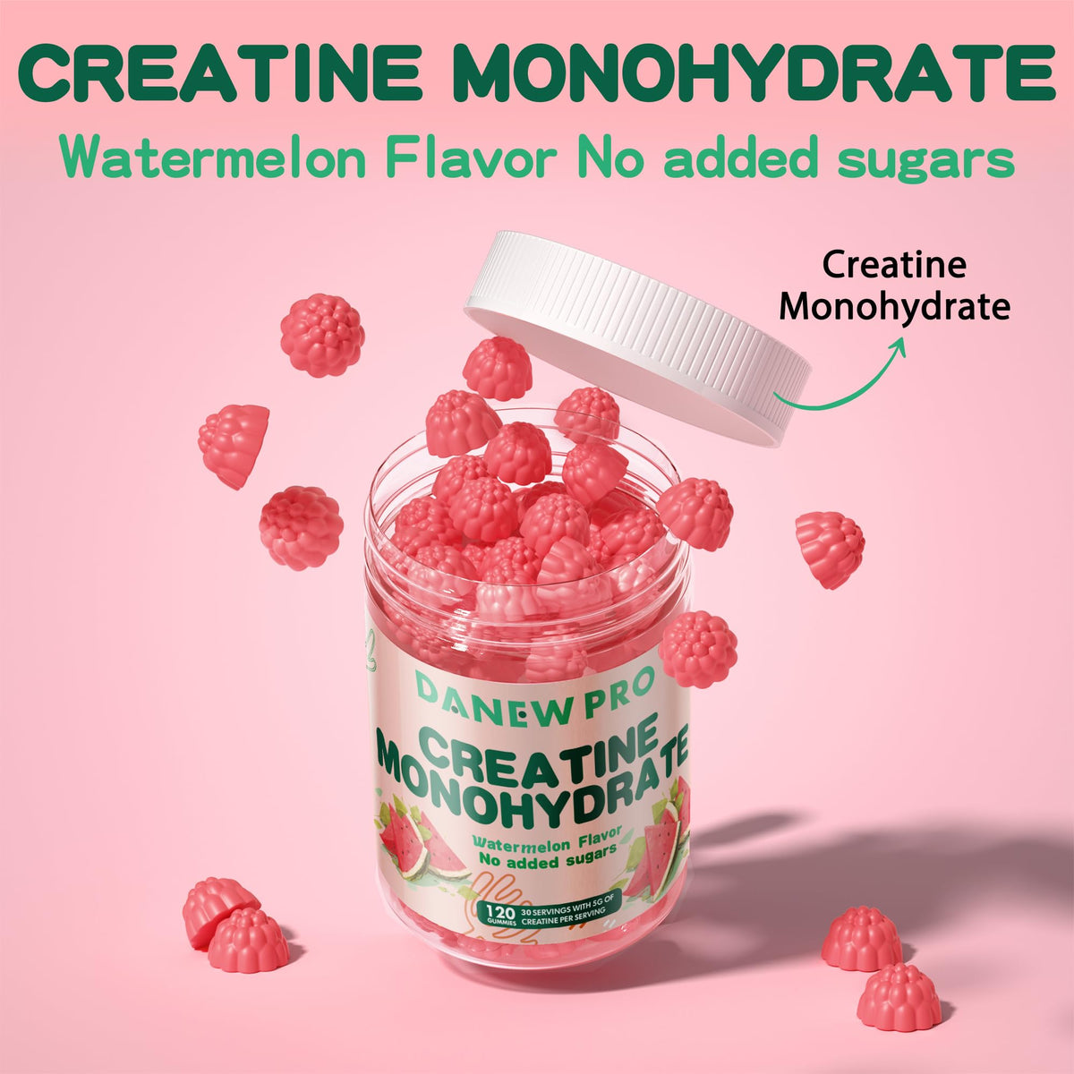 DANEW Pro Creatine Gummies 5000mg – Muscle Strength & Energy (Watermelon)