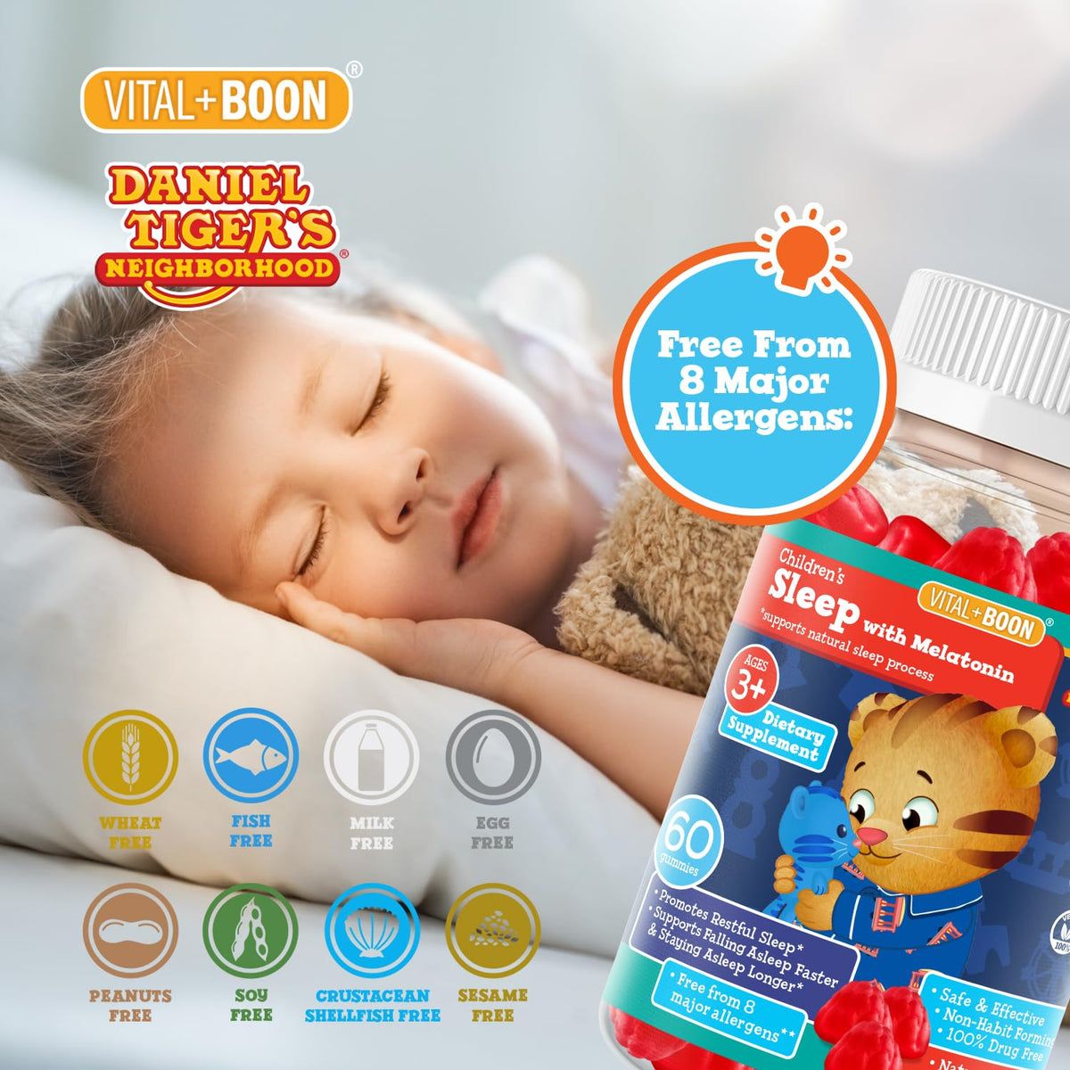 Daniel Tiger Kids Melatonin Gummies - Sleep Support for Ages 3+