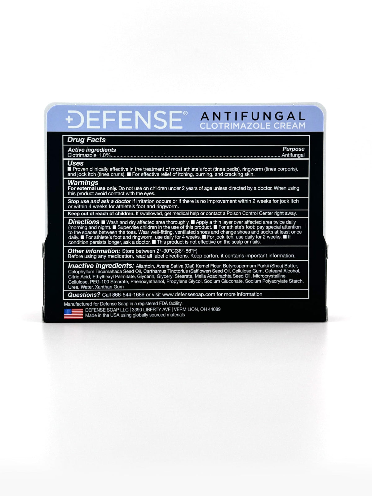 Defense Clotrimazole Antifungal Cream | Jock Itch, Athlete's Foot, Ringworm Treatment