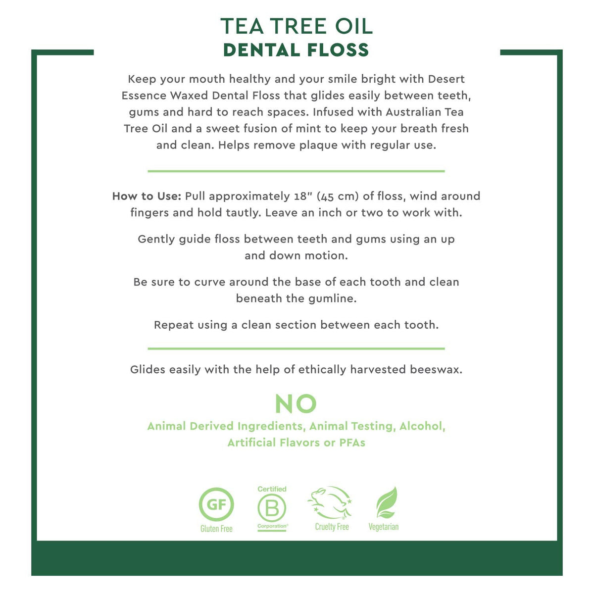 Desert Essence Tea Tree Dental Floss 50 yd – Pack of 6 | Gluten Free, Cruelty Free