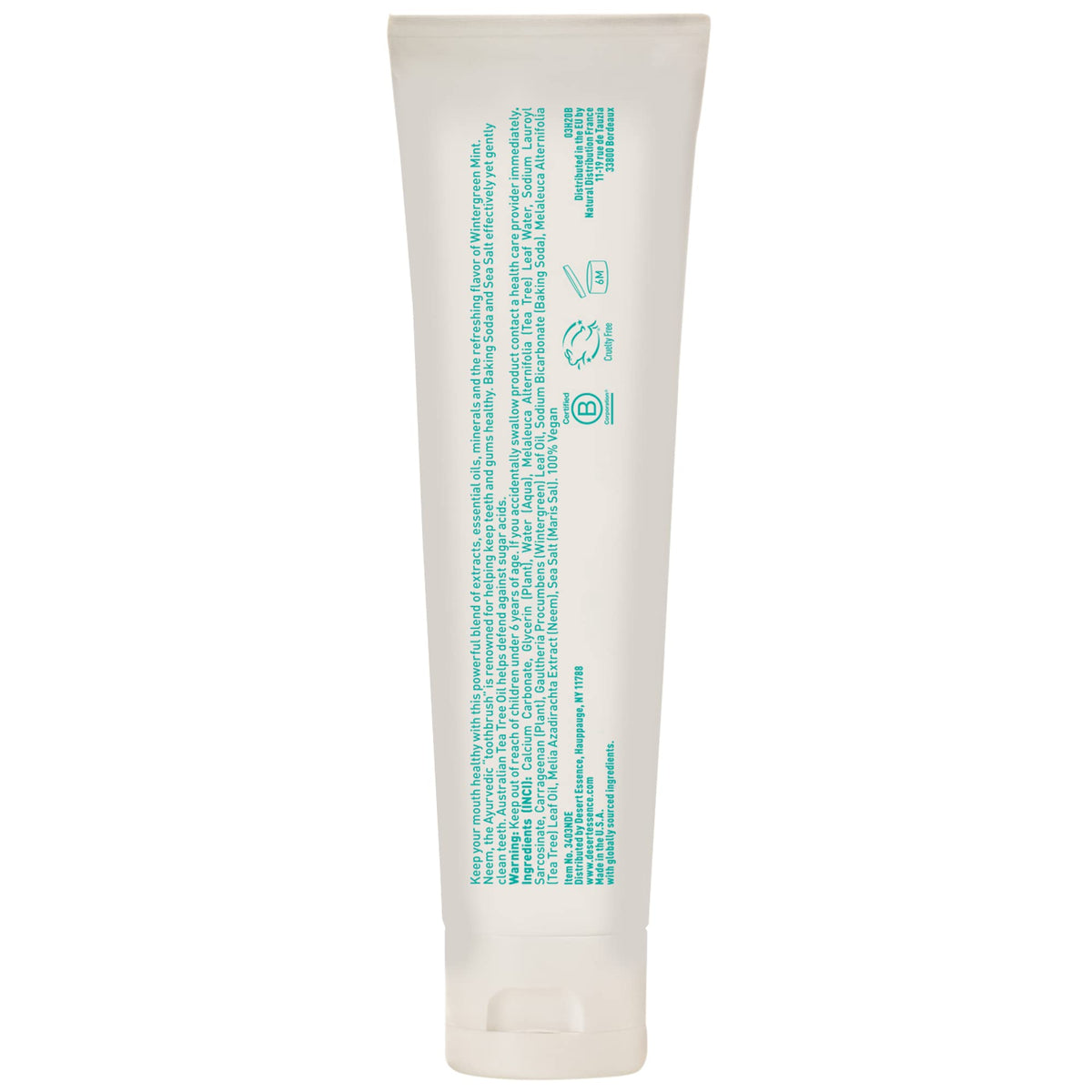 Desert Essence Tea Tree Oil & Neem Toothpaste – Wintergreen, 6.25 oz, Pack of 3