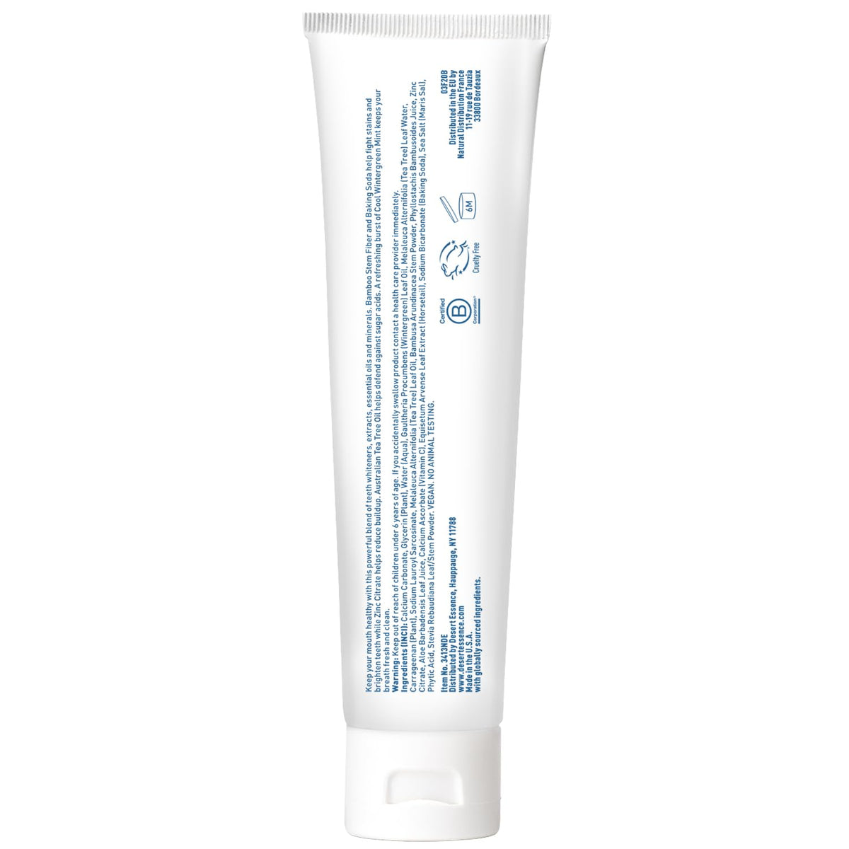 Desert Essence Tea Tree Oil Whitening Toothpaste - Fluoride Free, 6.25 oz