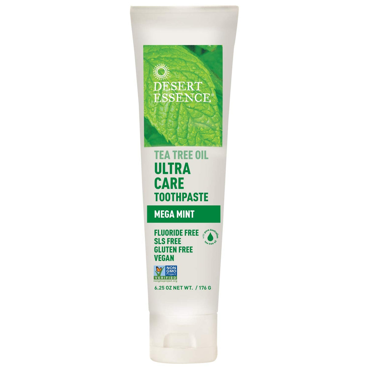 Desert Essence Tea Tree Oil Ultra Care Toothpaste - Mega Mint (6.25 oz) β Soothe Gums, Reduce Plaque, Fresh Breath