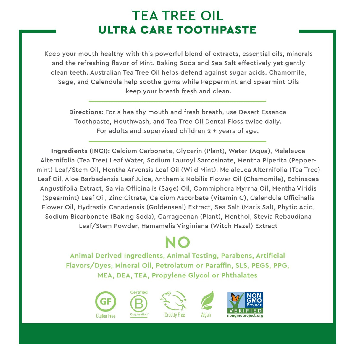 Desert Essence Tea Tree Oil Ultra Care Toothpaste - Mega Mint (6.25 oz) β Soothe Gums, Reduce Plaque, Fresh Breath