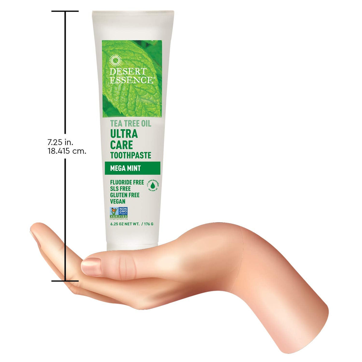 Desert Essence Tea Tree Oil Ultra Care Toothpaste - Mega Mint (6.25 oz) β Soothe Gums, Reduce Plaque, Fresh Breath