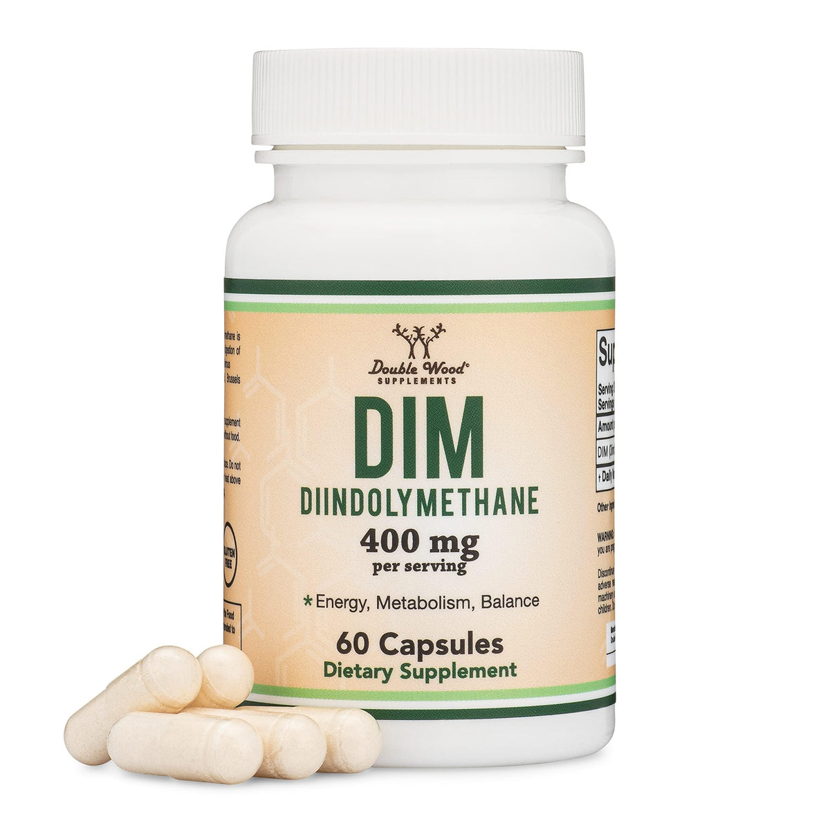 DIM 400mg β Estrogen Blocker & Hormonal Acne for Men & Women | Double Wood 60 Capsules