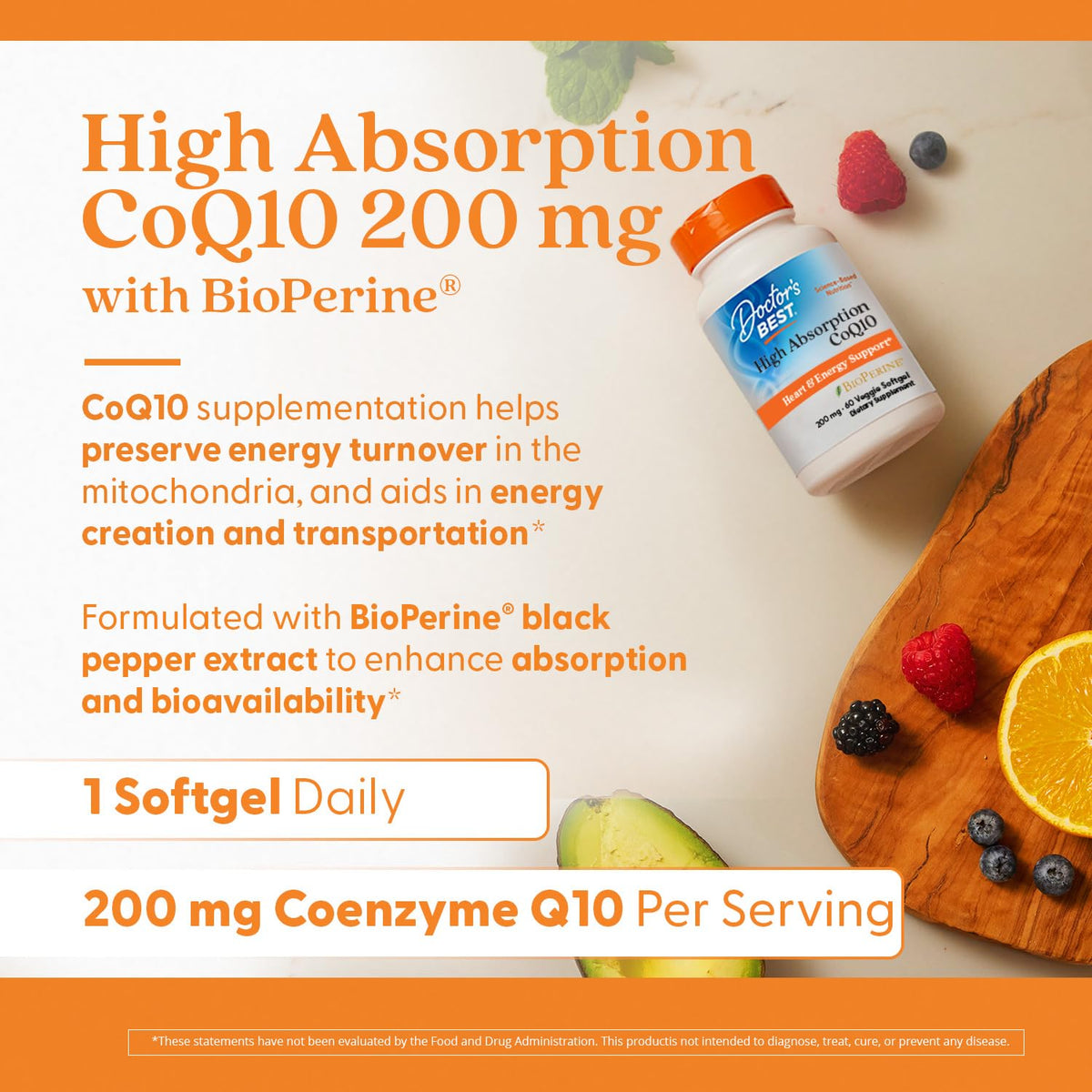 Doctor's Best CoQ10 عالي الامتصاص - دعم القلب والطاقة | 60 كبسولة هلامية نباتية