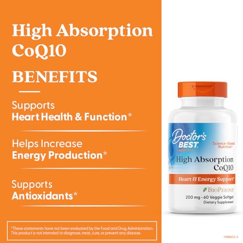 Doctor's Best CoQ10 عالي الامتصاص - دعم القلب والطاقة | 60 كبسولة هلامية نباتية