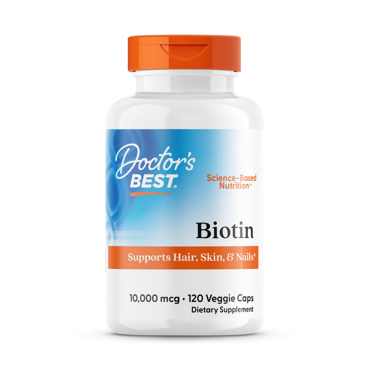 Doctor's Best البيوتين - للشعر والبشرة والأظافر | 10,000 مكجم | 120 كبسولة نباتية | غير معدل وراثيًا، خالي من الغلوتين، خالي من الصويا، نباتي