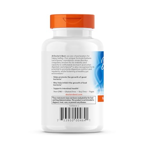 Doctor's Best بروبيوتيك صحة الجهاز الهضمي 2 مليار - لاكتوسبور، غير معدل وراثيًا، نباتي، خالٍ من الجلوتين