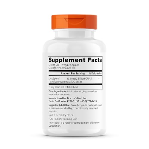 Doctor's Best بروبيوتيك صحة الجهاز الهضمي 2 مليار - لاكتوسبور، غير معدل وراثيًا، نباتي، خالٍ من الجلوتين