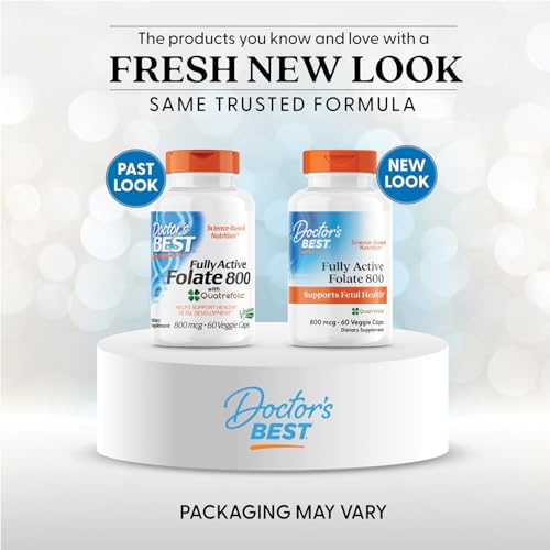 Doctors Best Fully Active Folate 800 with Quatrefolic – غير معدل وراثيًا، خالٍ من الجلوتين، نباتي