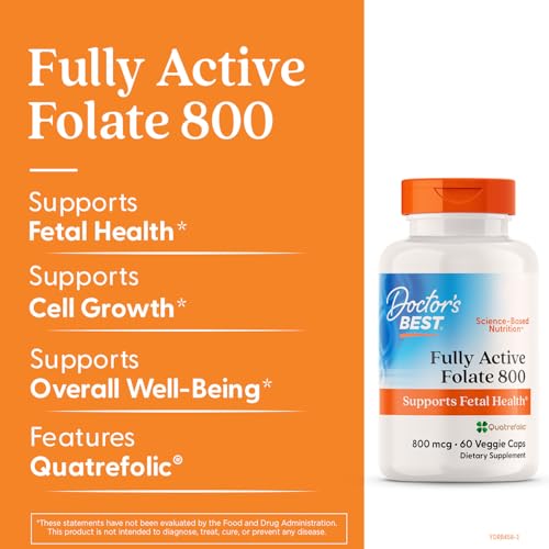 Doctors Best Fully Active Folate 800 with Quatrefolic – غير معدل وراثيًا، خالٍ من الجلوتين، نباتي