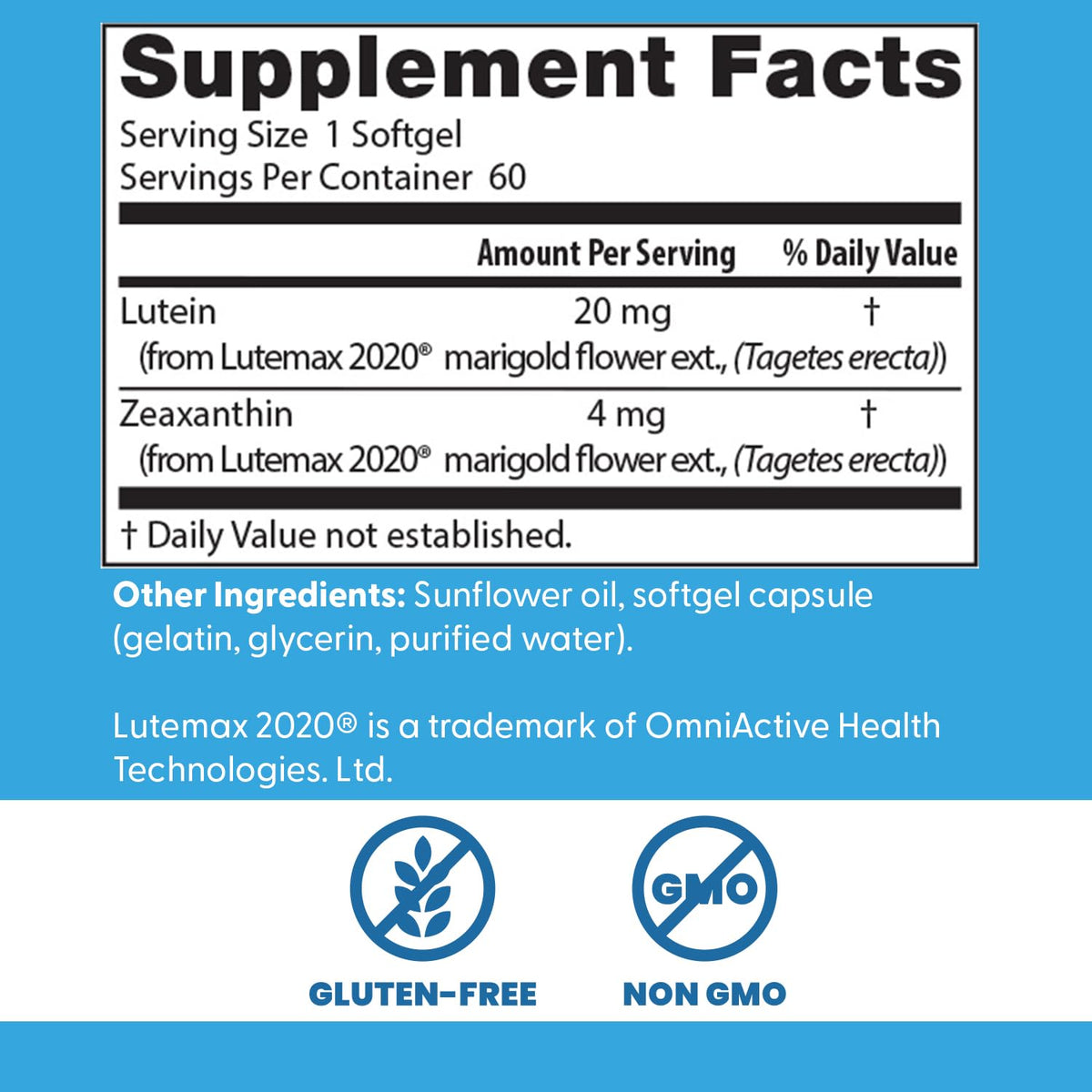 Doctors Best Lutein with Lutemax 20 mg - يدعم صحة العين وأدائها، غير معدل وراثيًا، خالٍ من الغلوتين | 60 كبسولة هلامية