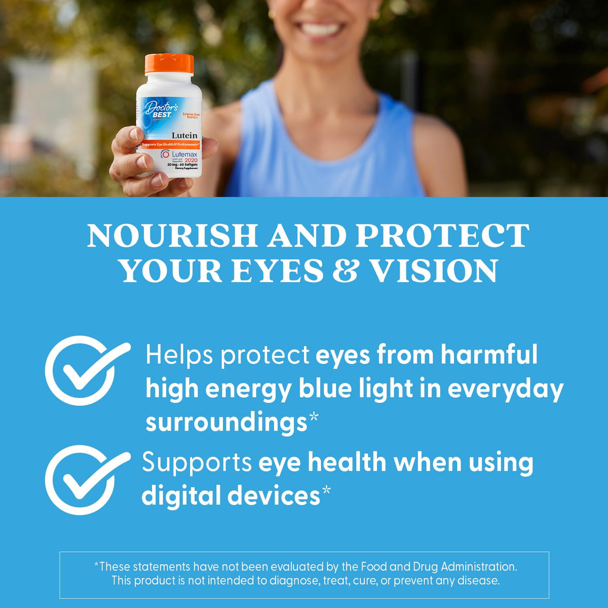 Doctors Best Lutein with Lutemax 20 mg - يدعم صحة العين وأدائها، غير معدل وراثيًا، خالٍ من الغلوتين | 60 كبسولة هلامية