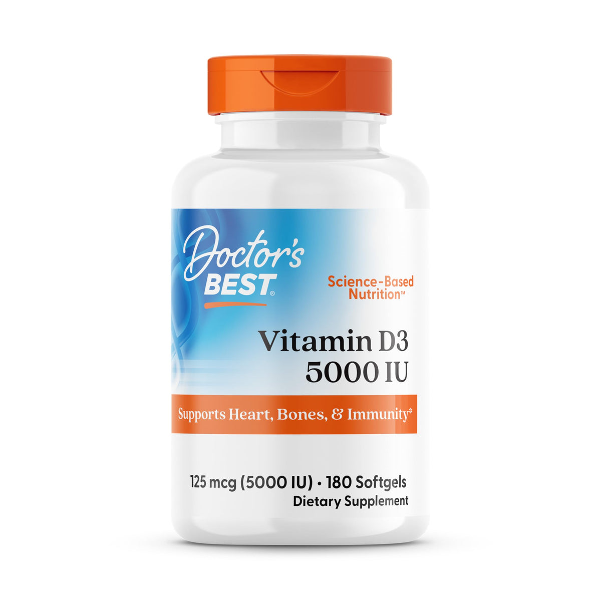 Doctor's Best فيتامين د3 5000 وحدة دولية – غير معدل وراثياً، خالٍ من الغلوتين والصويا | يدعم صحة العظام والجهاز المناعي