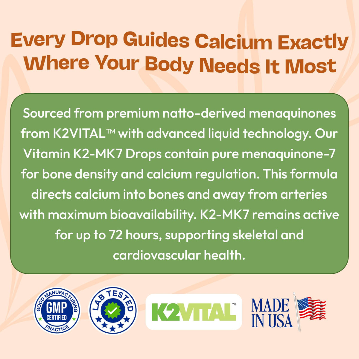 Vitamin K2 MK7 Liquid β 100 mcg, Vegan & Non-GMO, 60ml Berry Flavor | Bone & Cardiovascular Support
