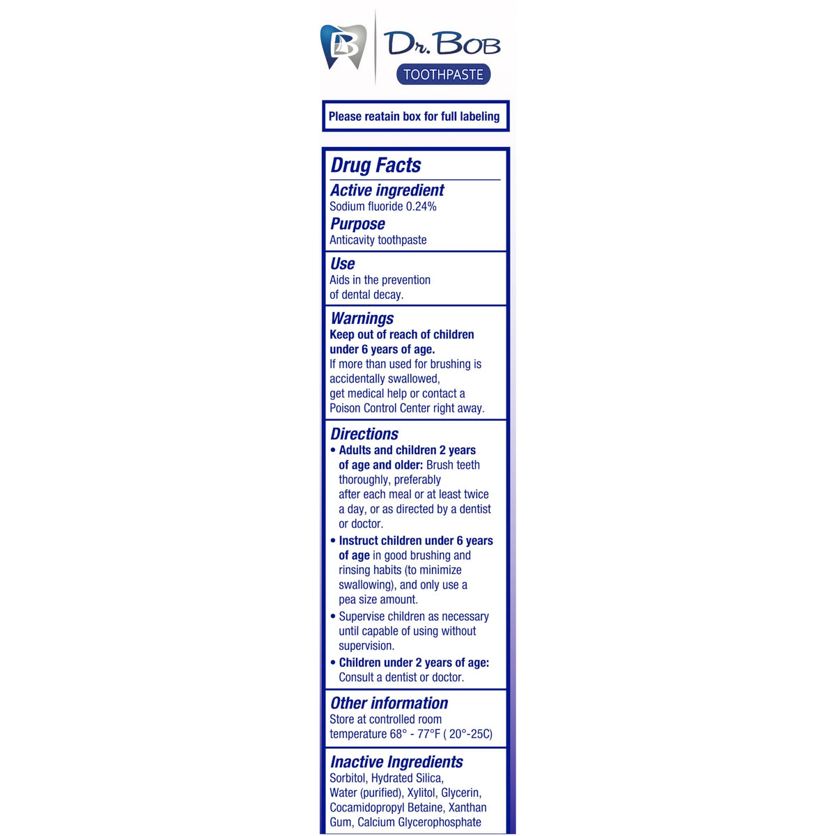 Dr. Bob Unflavored Fluoride Toothpaste for Kids - SLS-Free, Xylitol, Dentist-Recommended