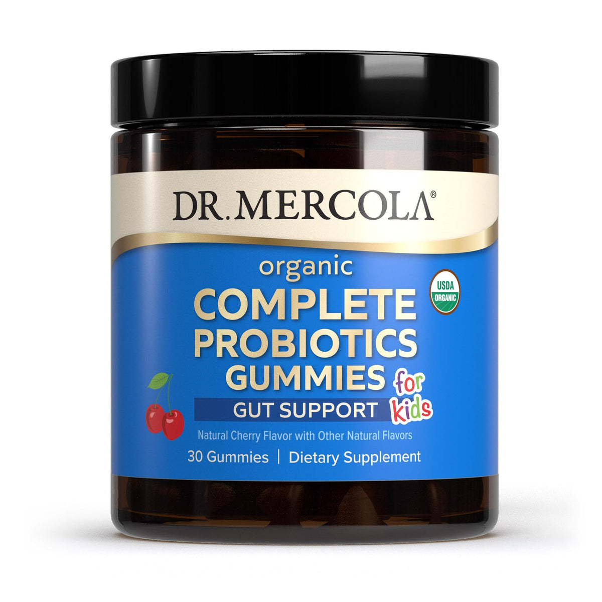 Dr. Mercola علكة بروبيوتيك عضوية للأطفال - 30 حصة، 1 مليار وحدة تشكيل مستعمرة، بنكهة الكرز الطبيعي