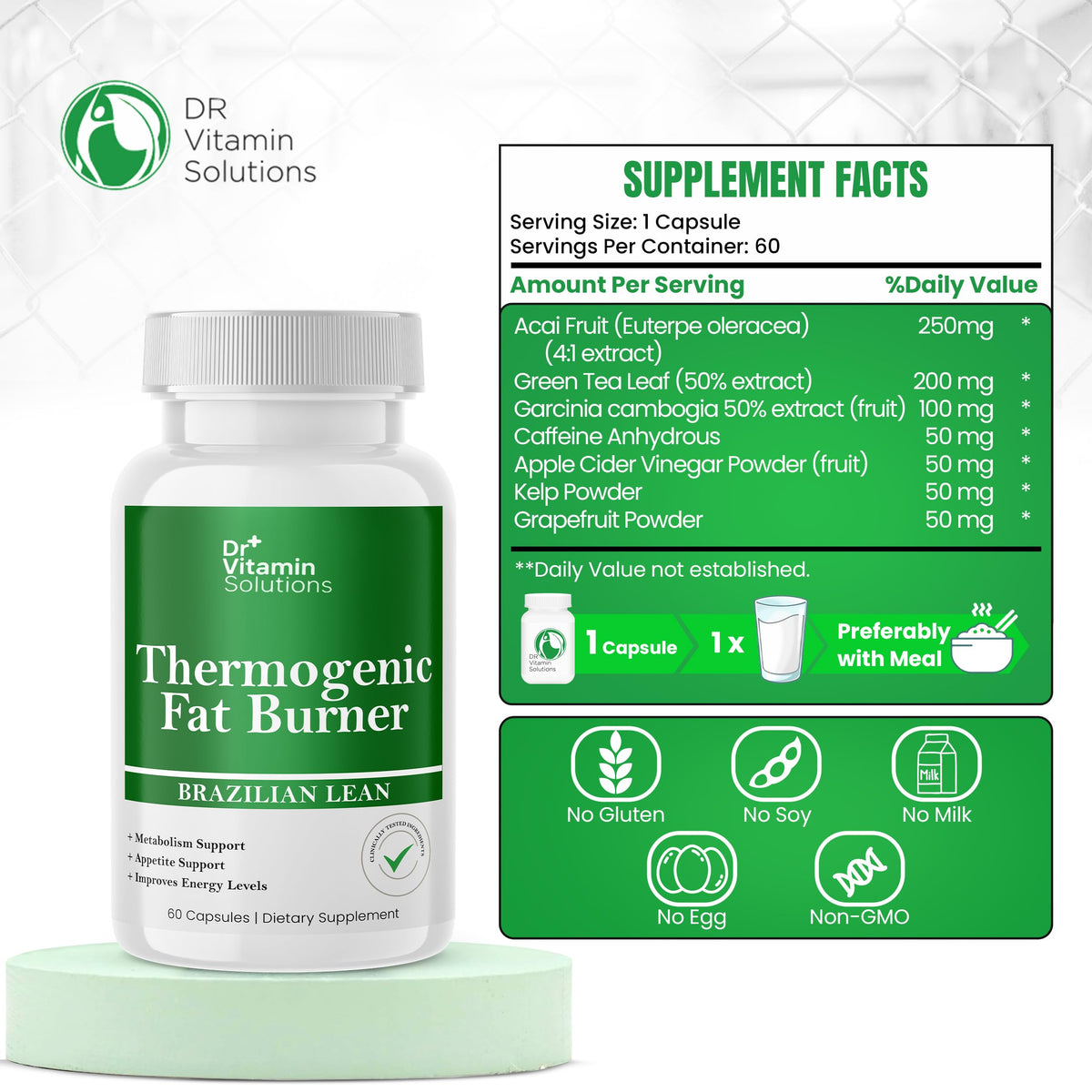 DR VITAMIN SOLUTIONS حارق الدهون الثيرموجينيك – برازيلي لين (60 كبسولة)