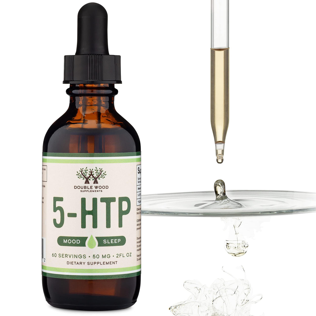 5-HTP Gocce Liquide – 60 Dosi da 50mg 99%+ 5-HTP | Supporto della Serotonina di Double Wood