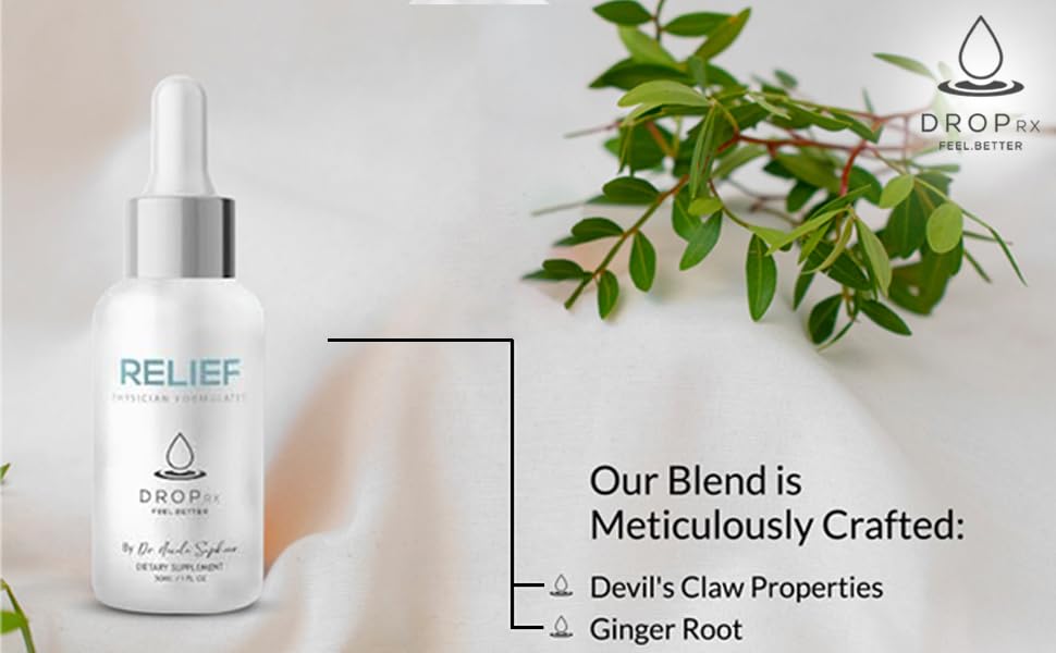 DropRx Relief by Dr. Nicole Saphier - مخلب الشيطان والزنجبيل العضوي (2 أوقية)