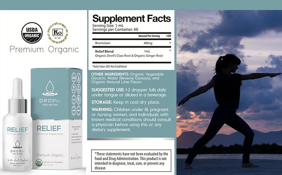 DropRx Relief by Dr. Nicole Saphier - مخلب الشيطان والزنجبيل العضوي (2 أوقية)
