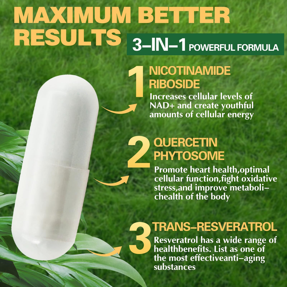 150 Caps NAD+ Trans-Resveratrol 1000mg β Pure Organic Liposomal NAD+ with Nicotinamide Riboside & Resveratrol for Women | Pwerd