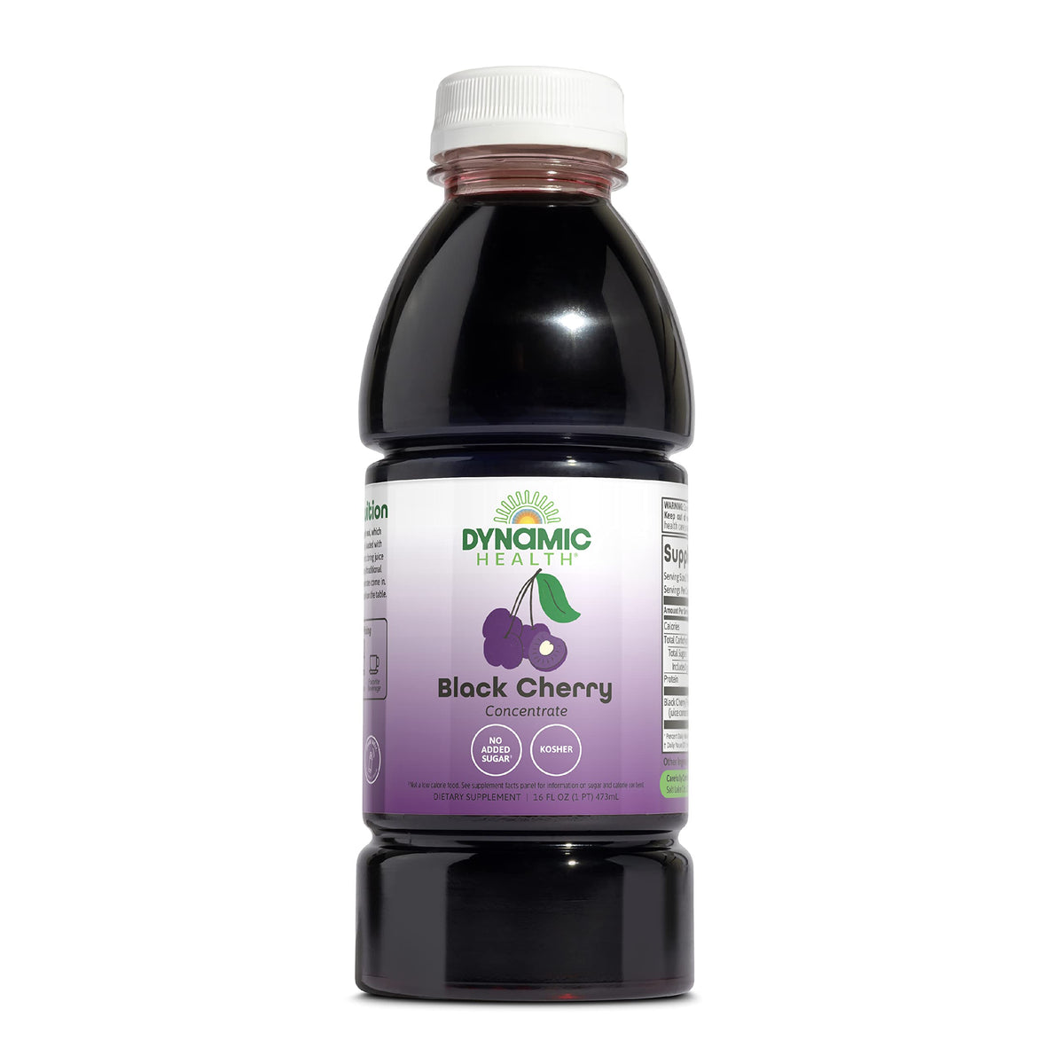مركز عصير الكرز الأسود من Dynamic Health - نقي 100%، خالٍ من الإضافات (16 أونصة)